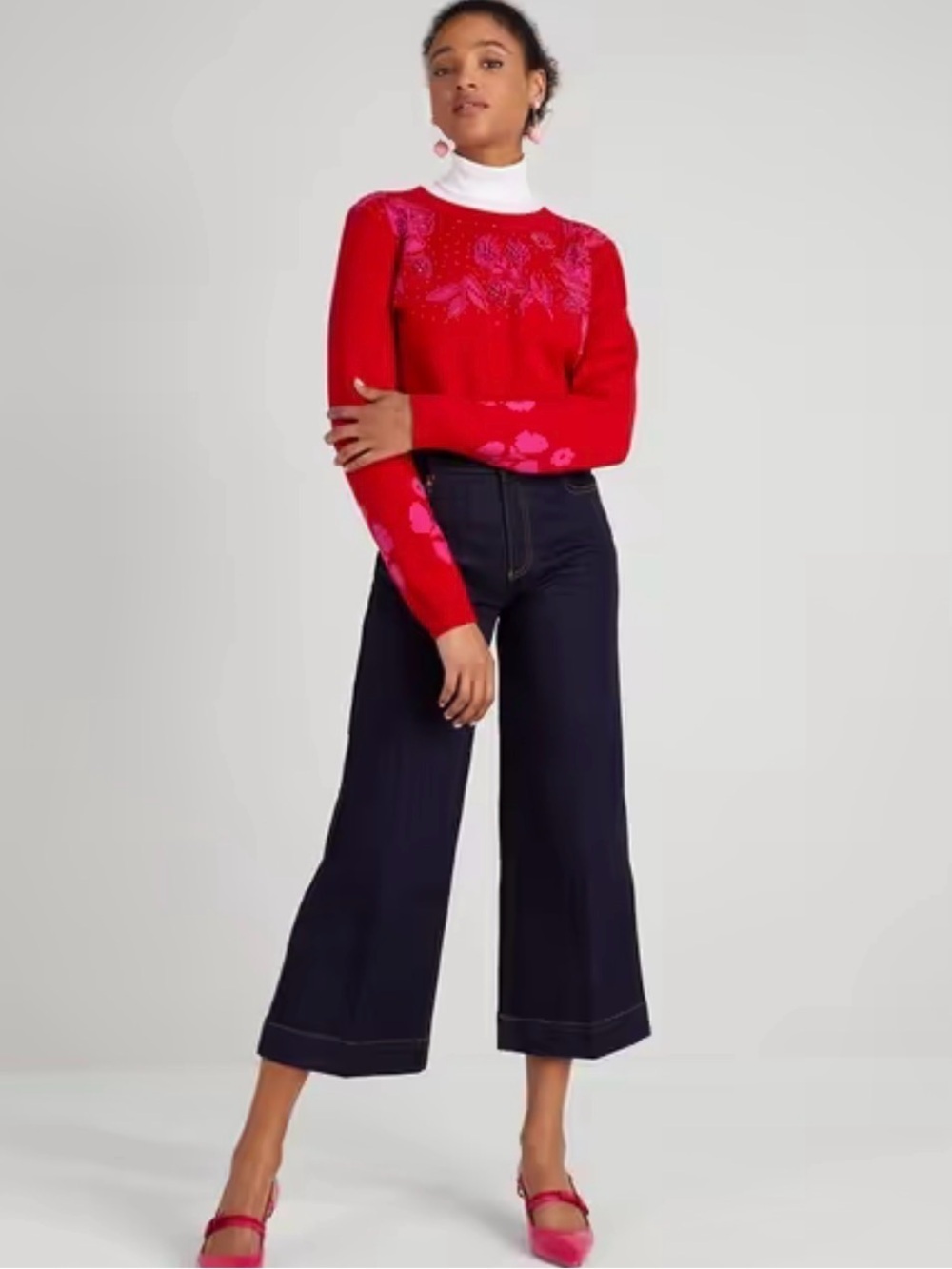 Kate Spade 100% wool Beaded Sweater
Not a bright red , hint of cranberry in - Picture 2 of 6